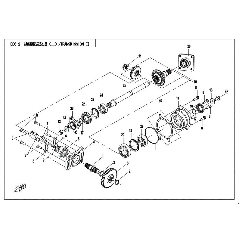 An Image of a Genuine CFMOTO Parts Schematic Diagram showing the schematic - TRANSMISSION (2) - 2017 CFMOTO ZFORCE 500