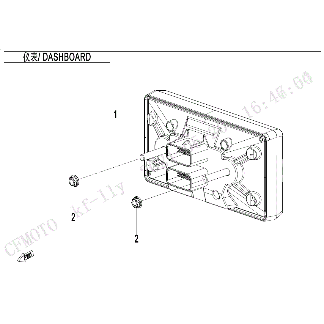 An Image of a Genuine CFMOTO Parts Schematic Diagram showing the schematic - DASHBOARD - 2024 CFMOTO UFORCE 1000