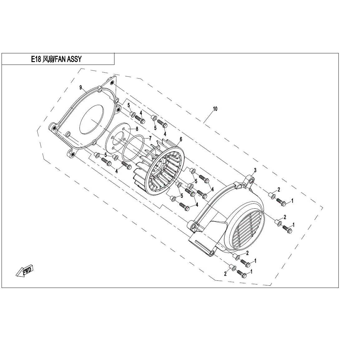 An Image of a Genuine CFMOTO Parts Schematic Diagram showing the schematic - FAN ASSY. - 2022 CFMOTO UFORCE 800