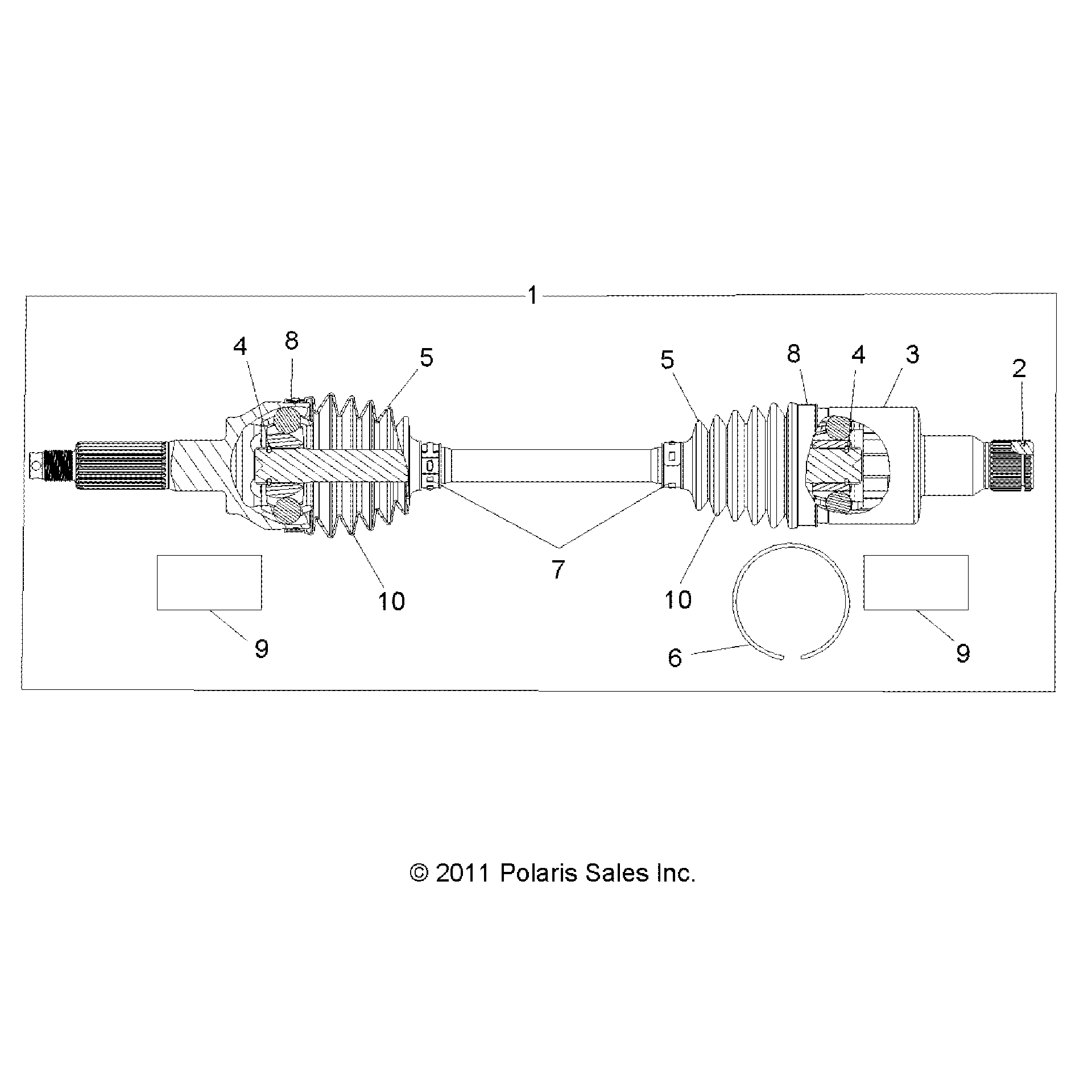 An Image of a Genuine Polaris Parts Schematic Diagram showing the schematic - DRIVE TRAIN: REAR HALF SHAFT (TO 4/25/16) - 2016 POLARIS ACE 325 EFI