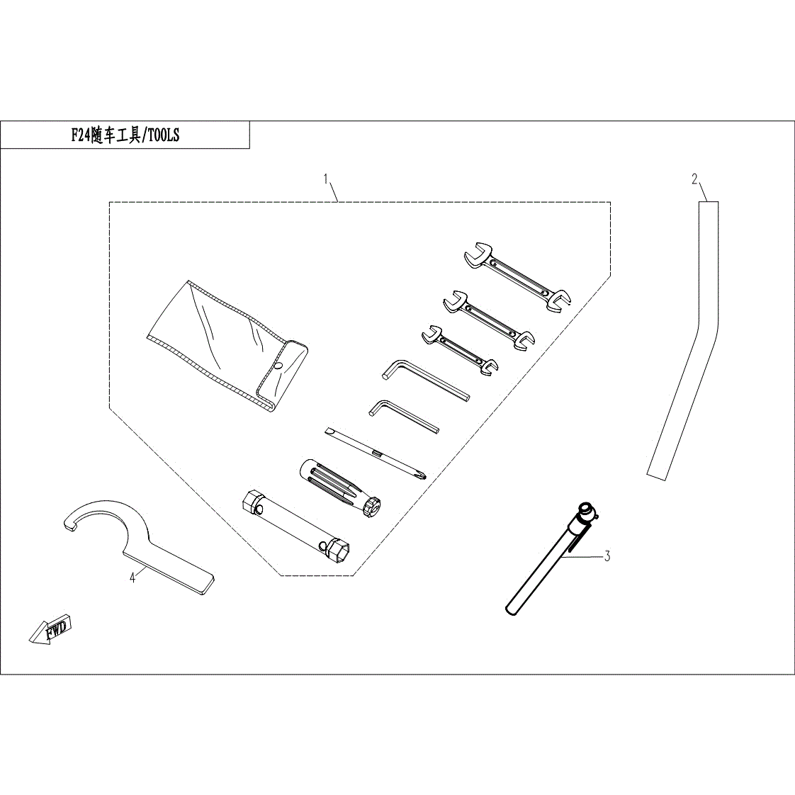An Image of a Genuine CFMOTO Parts Schematic Diagram showing the schematic - TOOLS - 2017 CFMOTO UFORCE 800 EPS
