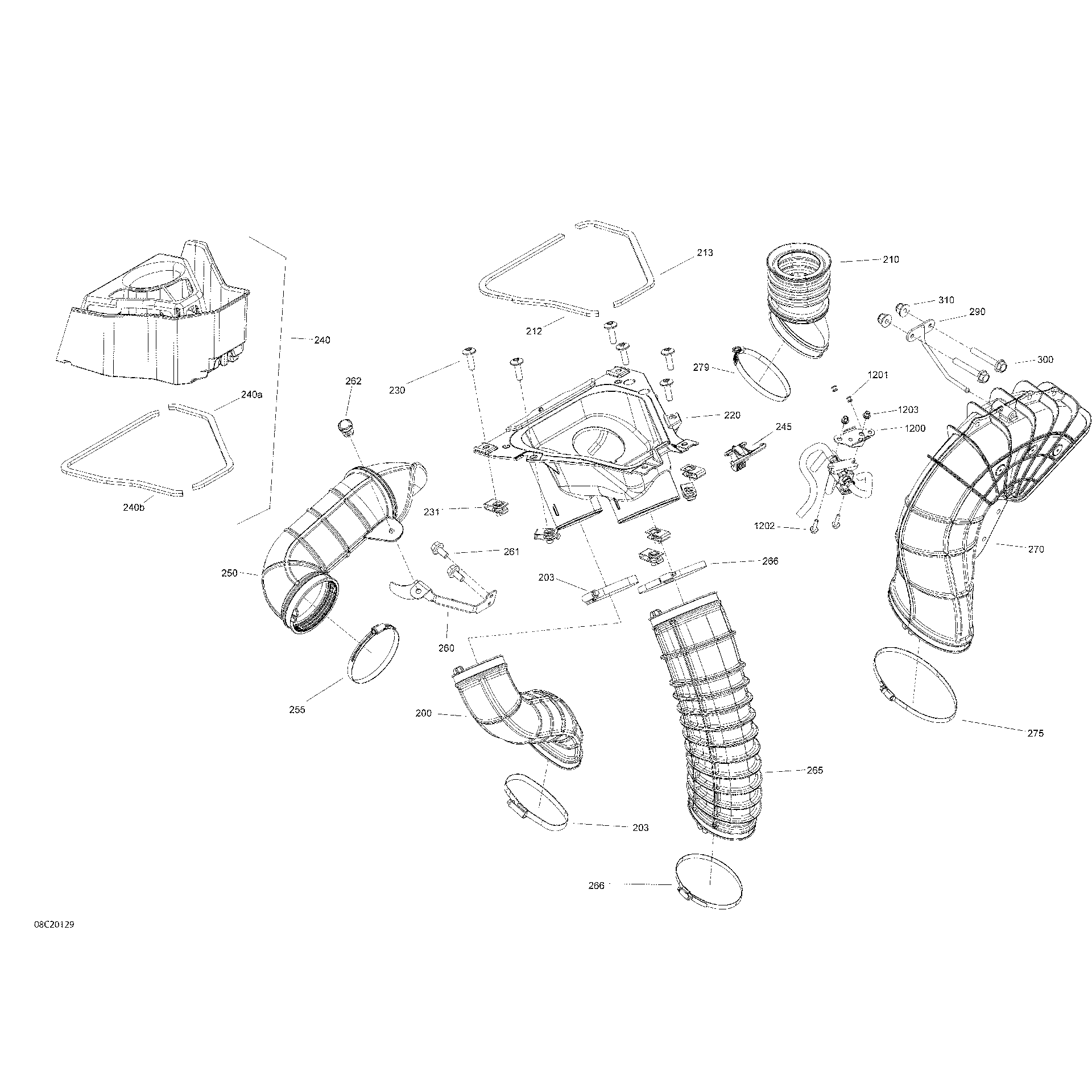 An Image of a Genuine Can-Am Parts Schematic Diagram showing the schematic - ENGINE - VEHICULE - AIR DUCT