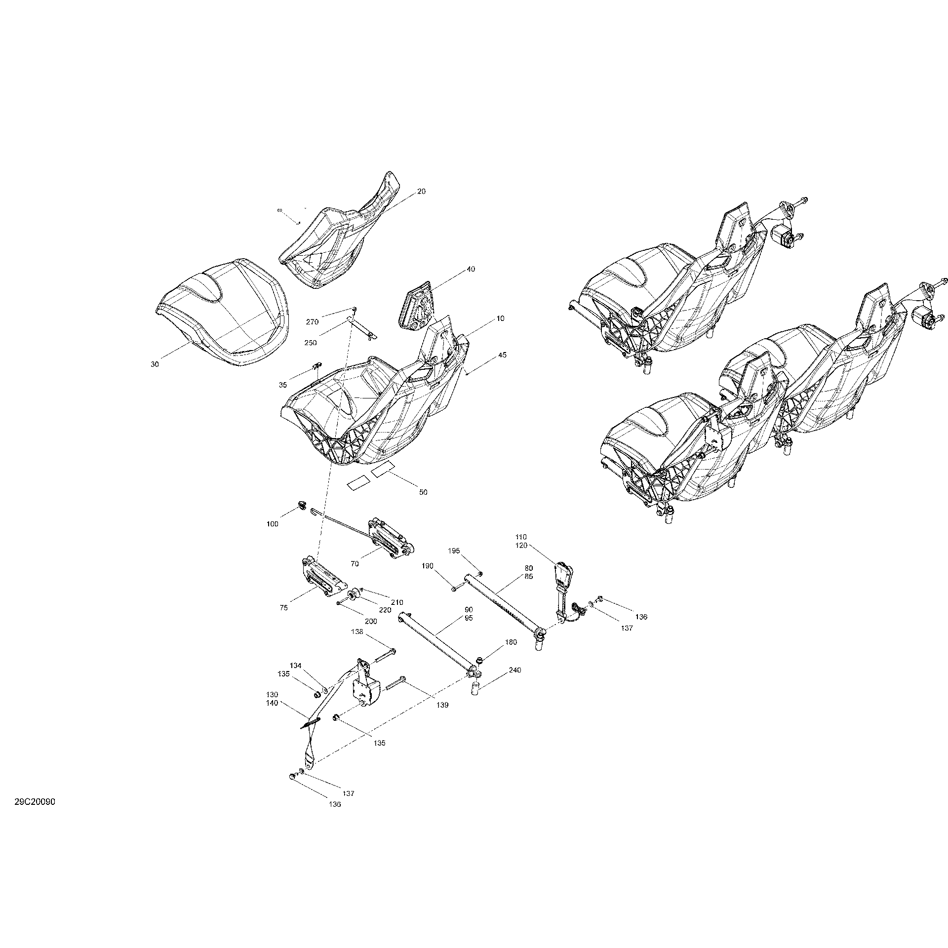 An Image of a Genuine Can-Am Parts Schematic Diagram showing the schematic - SEAT - X DS