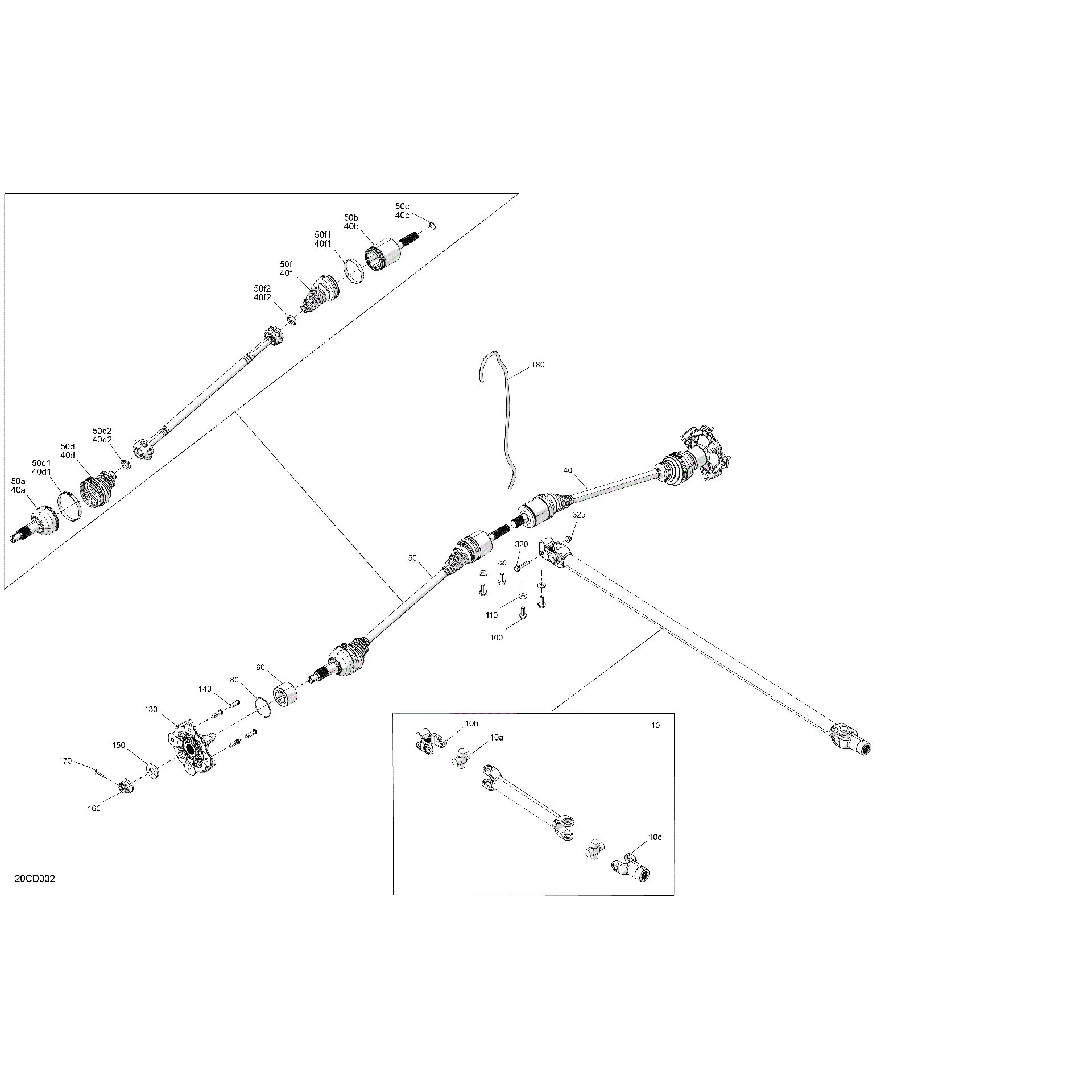 An Image of a Genuine Can-Am Parts Schematic Diagram showing the schematic - DRIVE - FRONT - COMMON PARTS
