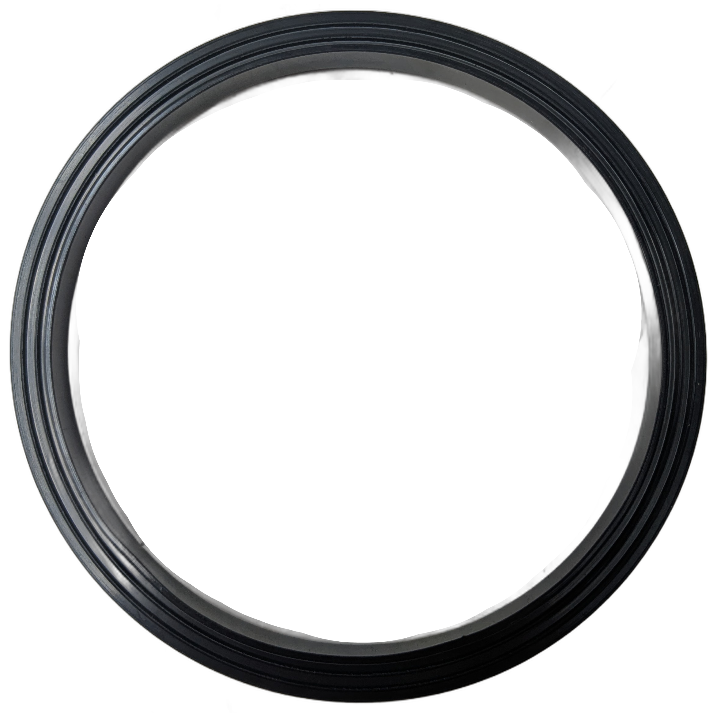 Black circular seal ring with thin ridged texture designed for fuel pump gasket replacement.