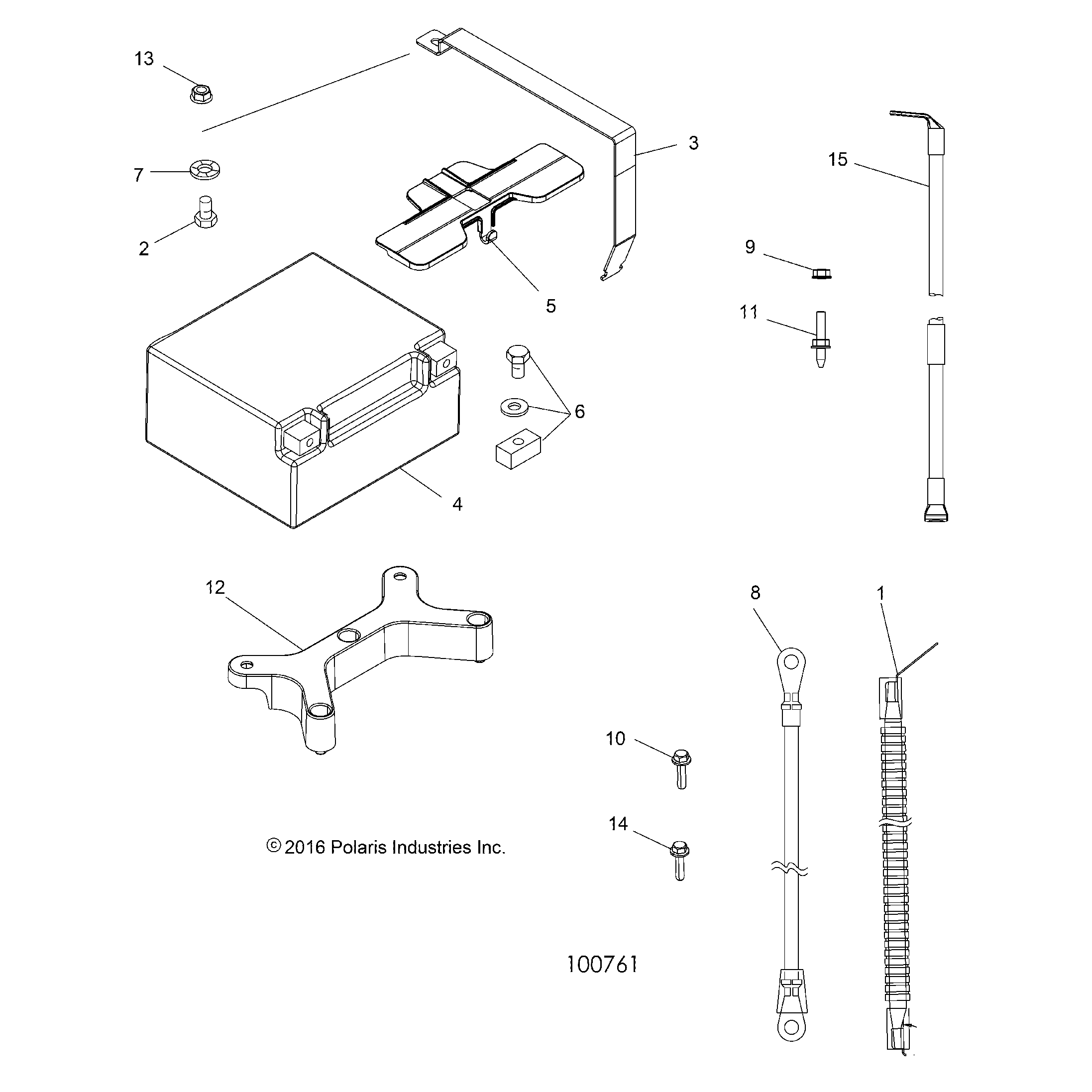An Image of a Genuine Polaris Parts Schematic Diagram showing the schematic - ELECTRICAL: BATTERY - 2018 POLARIS SPORTSMAN XP 1000