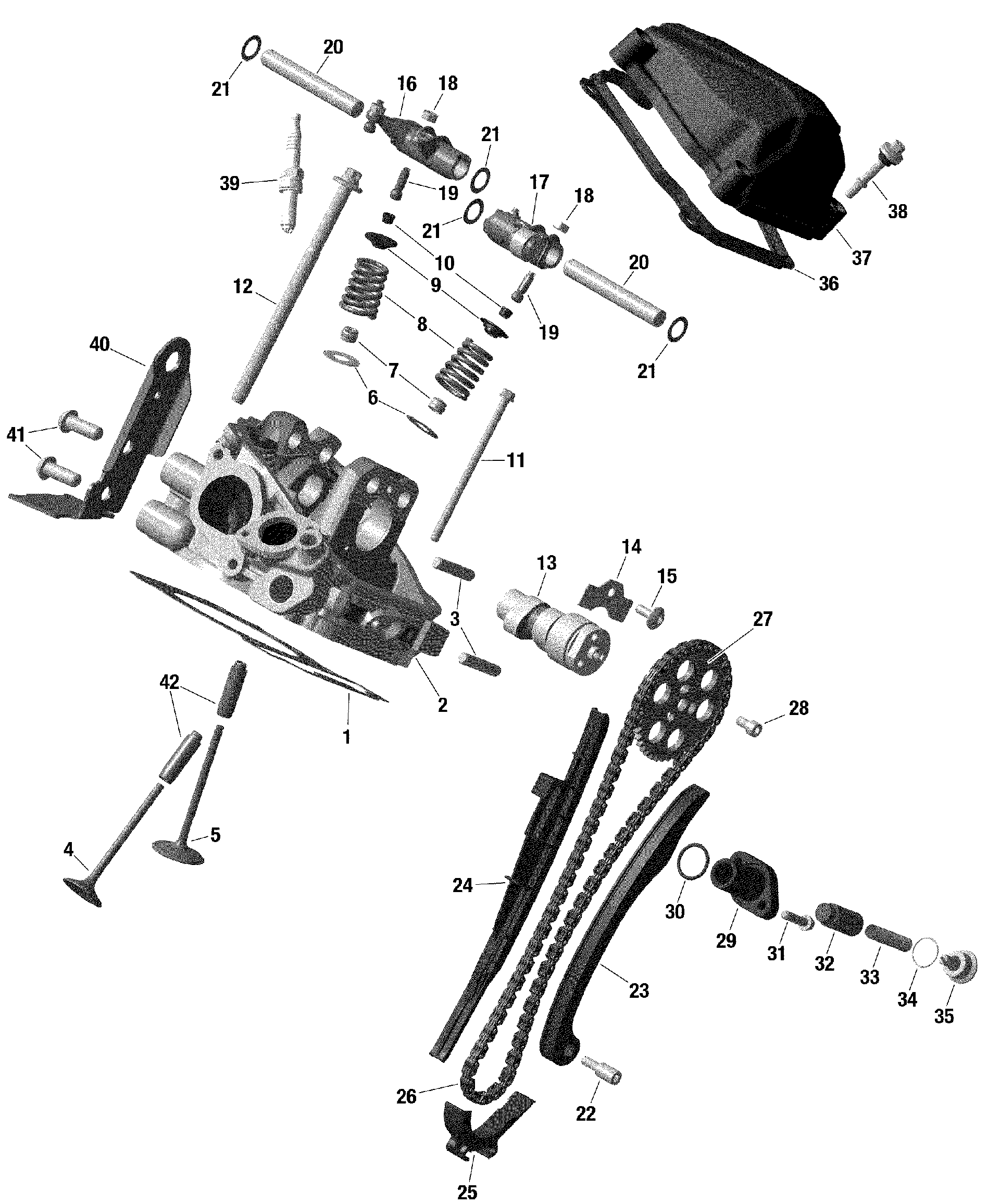 An Image of a Genuine Can-Am Parts Schematic Diagram showing the schematic - ENGINE - CYLINDER HEAD REAR - HD10