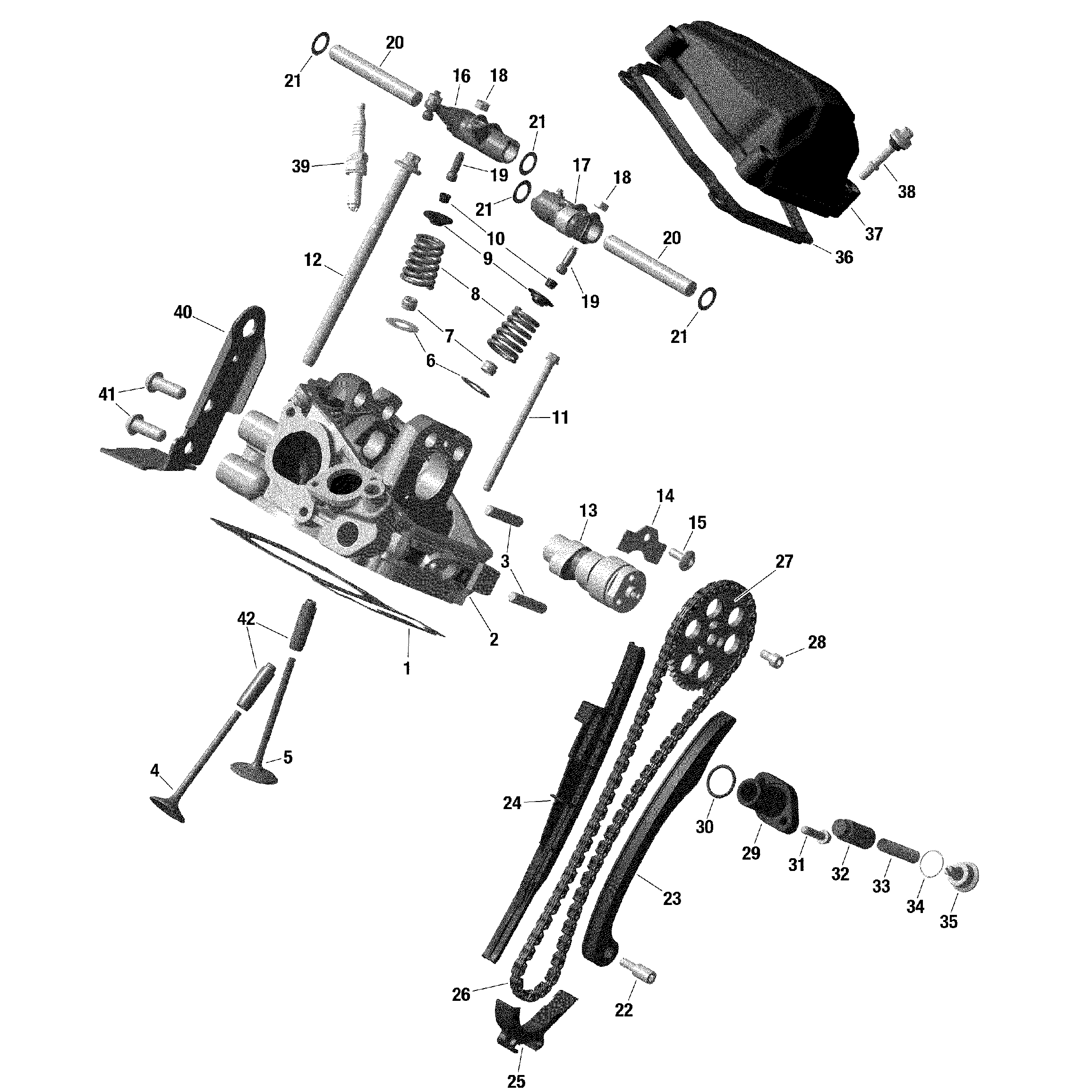 An Image of a Genuine Can-Am Parts Schematic Diagram showing the schematic - ENGINE - CYLINDER HEAD REAR - HD10