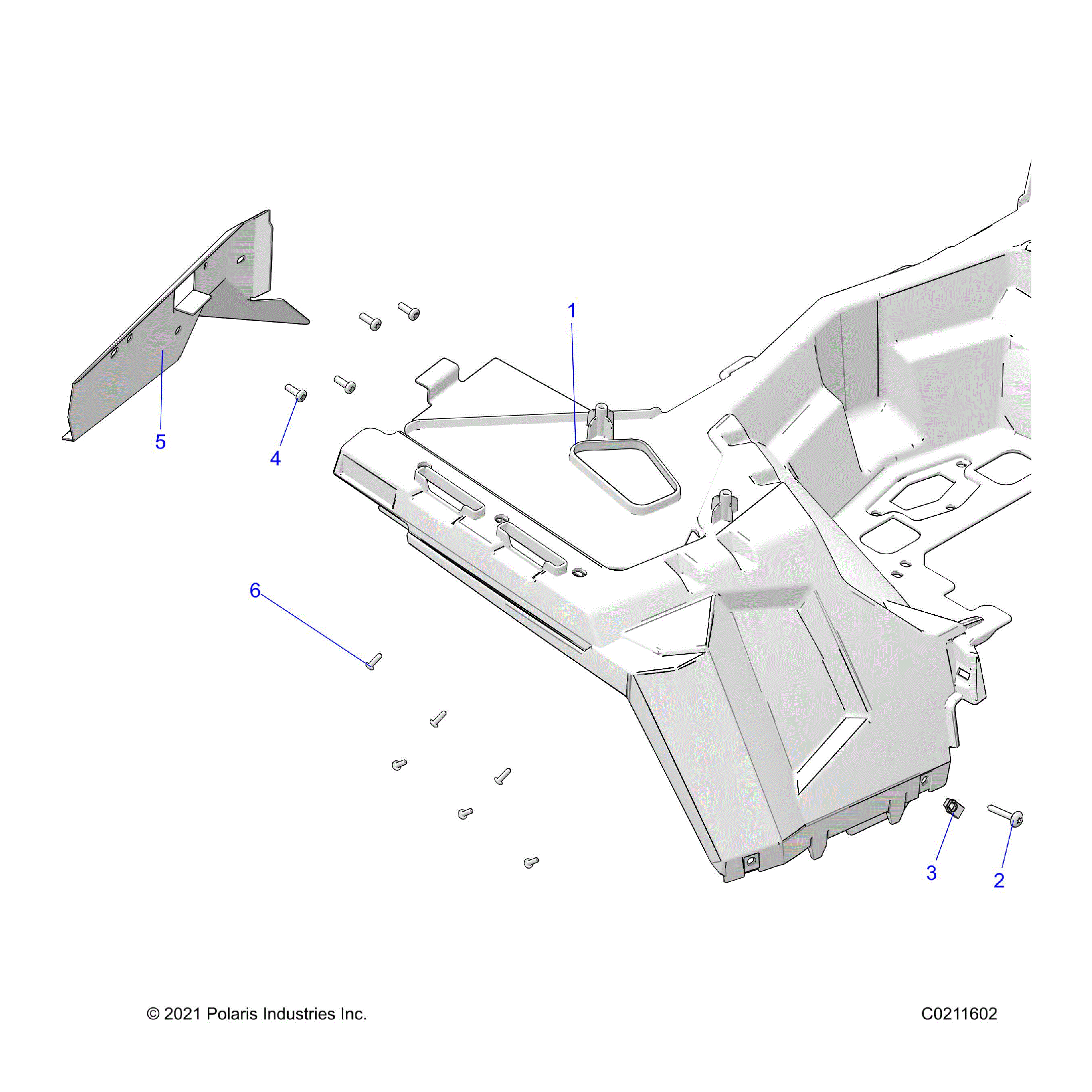 An Image of a Genuine Polaris Parts Schematic Diagram showing the schematic - BODY: HEAT SHIELDS - 2022 POLARIS SPORTSMAN XP 1000 48" TRAIL