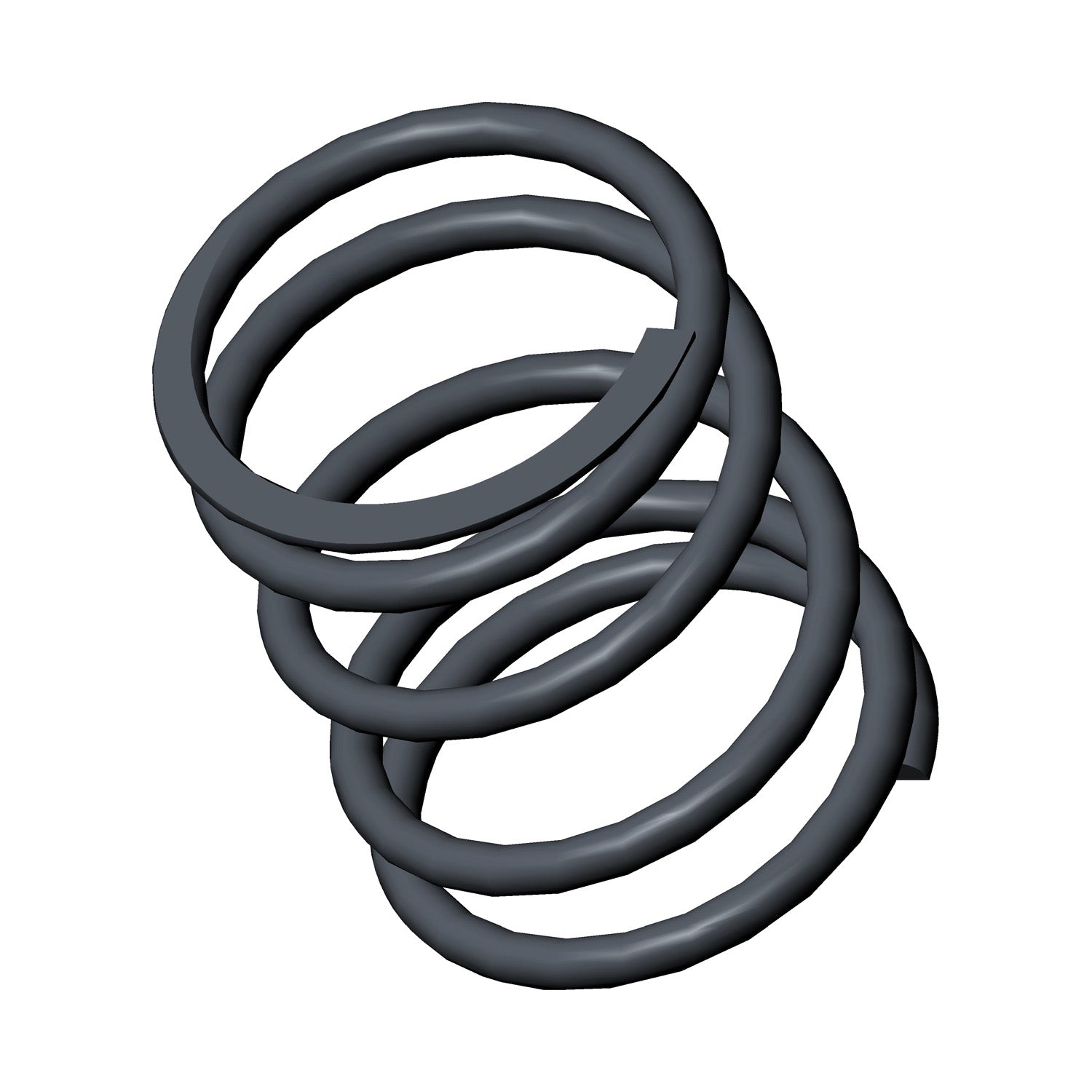 Blue and red metal coil clutch spring with uniform thickness and tightly wound loops.