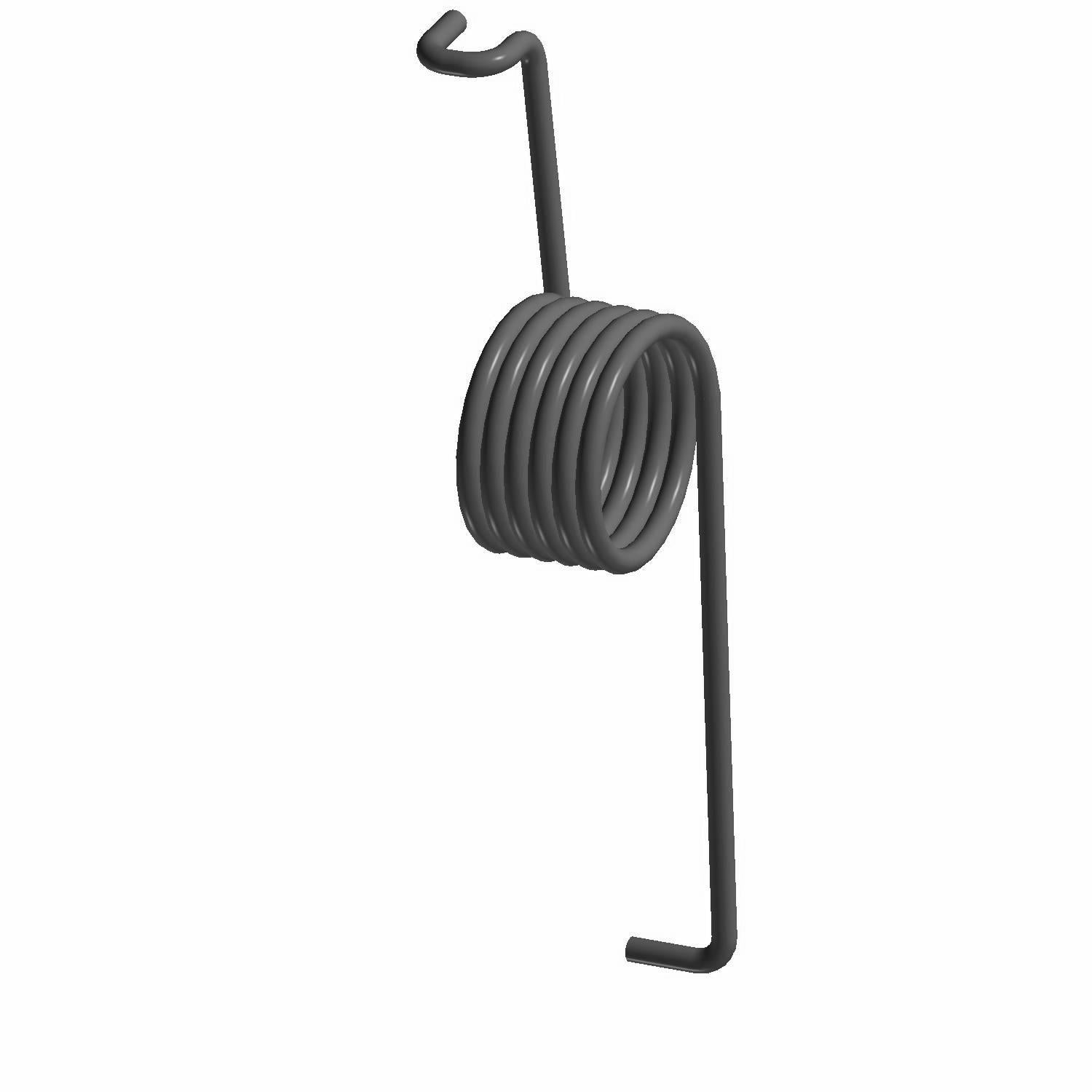 Black heavy-duty accelerator spring with coiled center and extended straight hooks on each end.