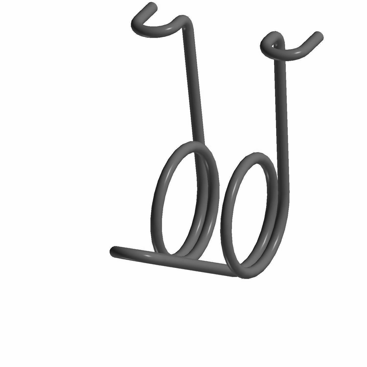 Black metal coil accelerator spring with two circular loops and hook ends, sturdy design.