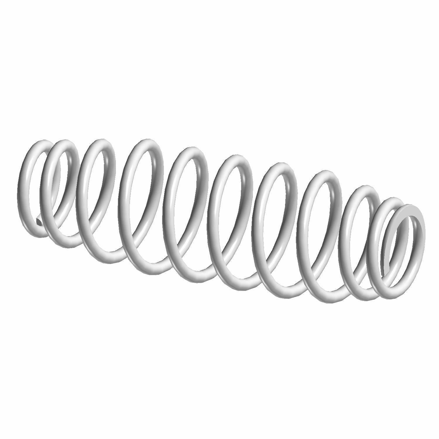 Silver metallic coil spring with tight, evenly spaced loops designed for offroad vehicle suspension.