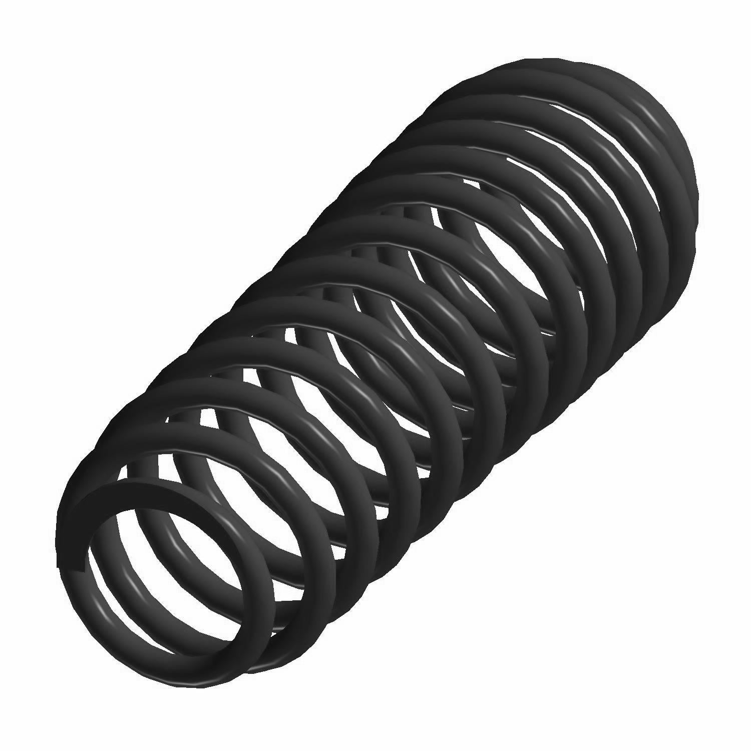 Black heavy-duty coil spring with tight, consistent coils designed for Polaris offroad vehicle suspension.