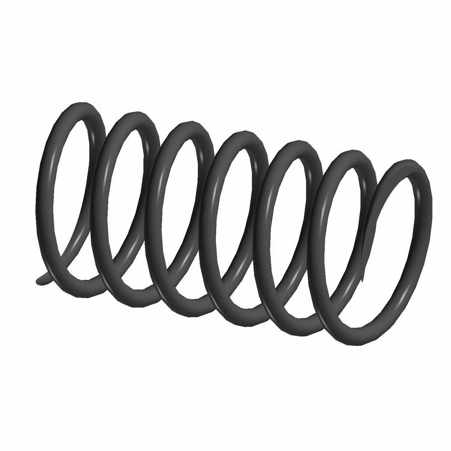Black metal coil clutch spring with thick wire and tightly wound loops.