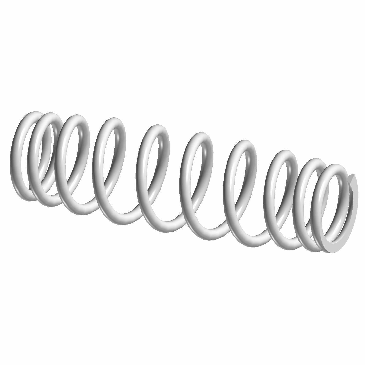 Silver metallic coil shock spring with uniform tight coils designed for off-road vehicle suspension.