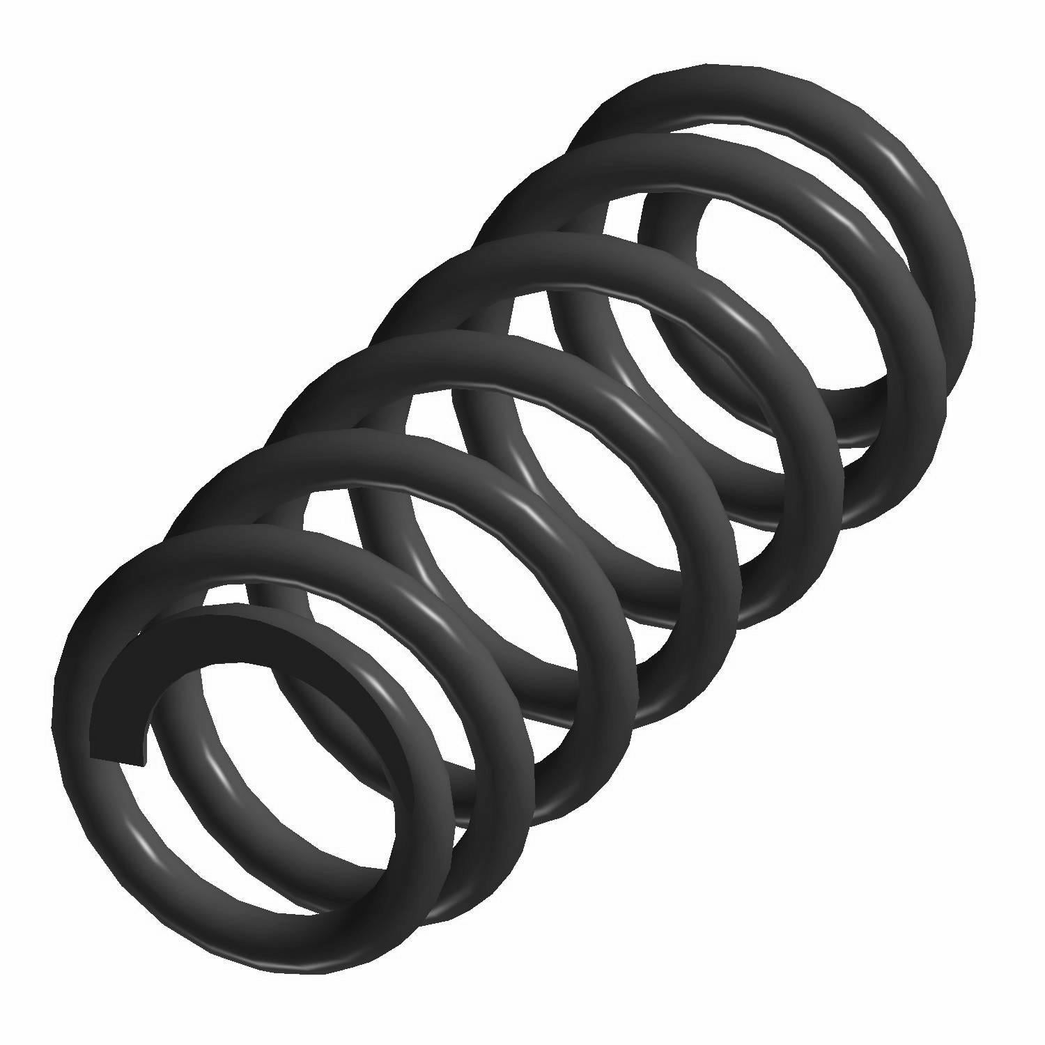 Black heavy-duty coil spring with tightly wound coils, designed for offroad vehicle suspension.