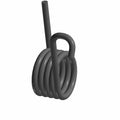 Black coiled metal latch spring with two straight extension arms.