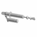 Matte gray metal piggyback reservoir rear shock absorber with mounting eyelets and cylindrical reservoir.