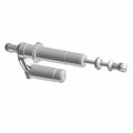 Silver metal piggyback reservoir shock absorber with mounting brackets and adjustable coil components.