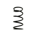 Black metal compression spring with evenly spaced coils, cylindrical shape.