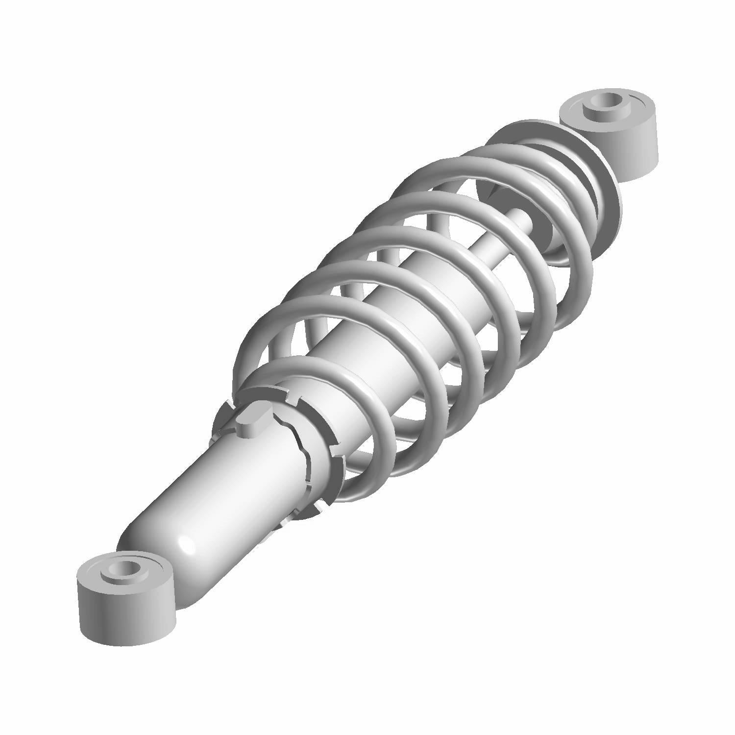 Silver coil-over rear shock absorber with metal mounting eyelets for Polaris ATV.