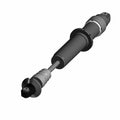 Black metal piggyback reservoir shock absorber with silver mounting points and cylindrical design.