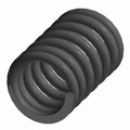 Black coiled metal valve spring with thick wire and close, even spacing.