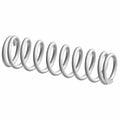 White coil spring with tightly wound metal loops, designed for rear suspension use.