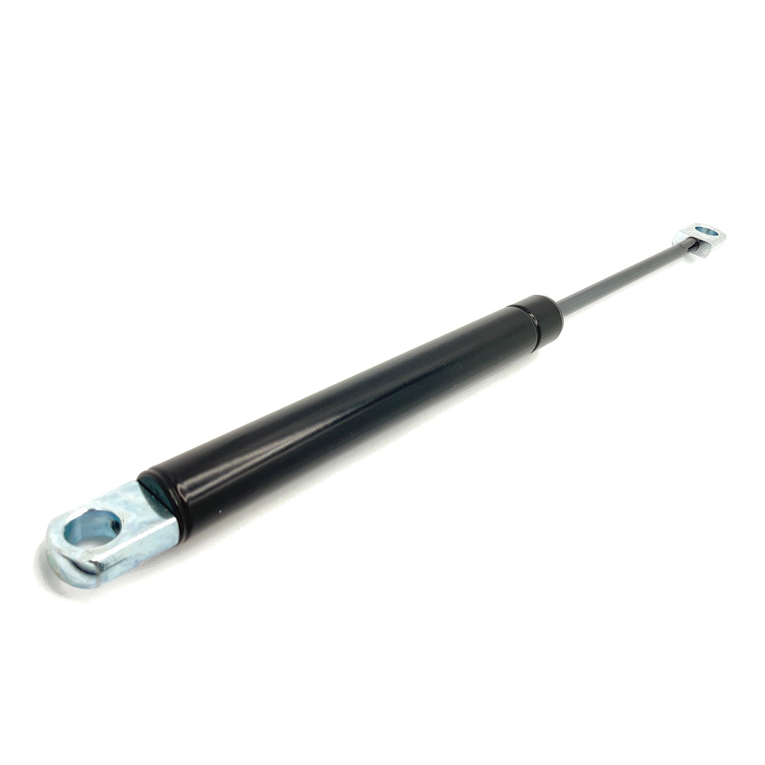 Black metal shock absorber with silver mounting brackets for Polaris dump box.