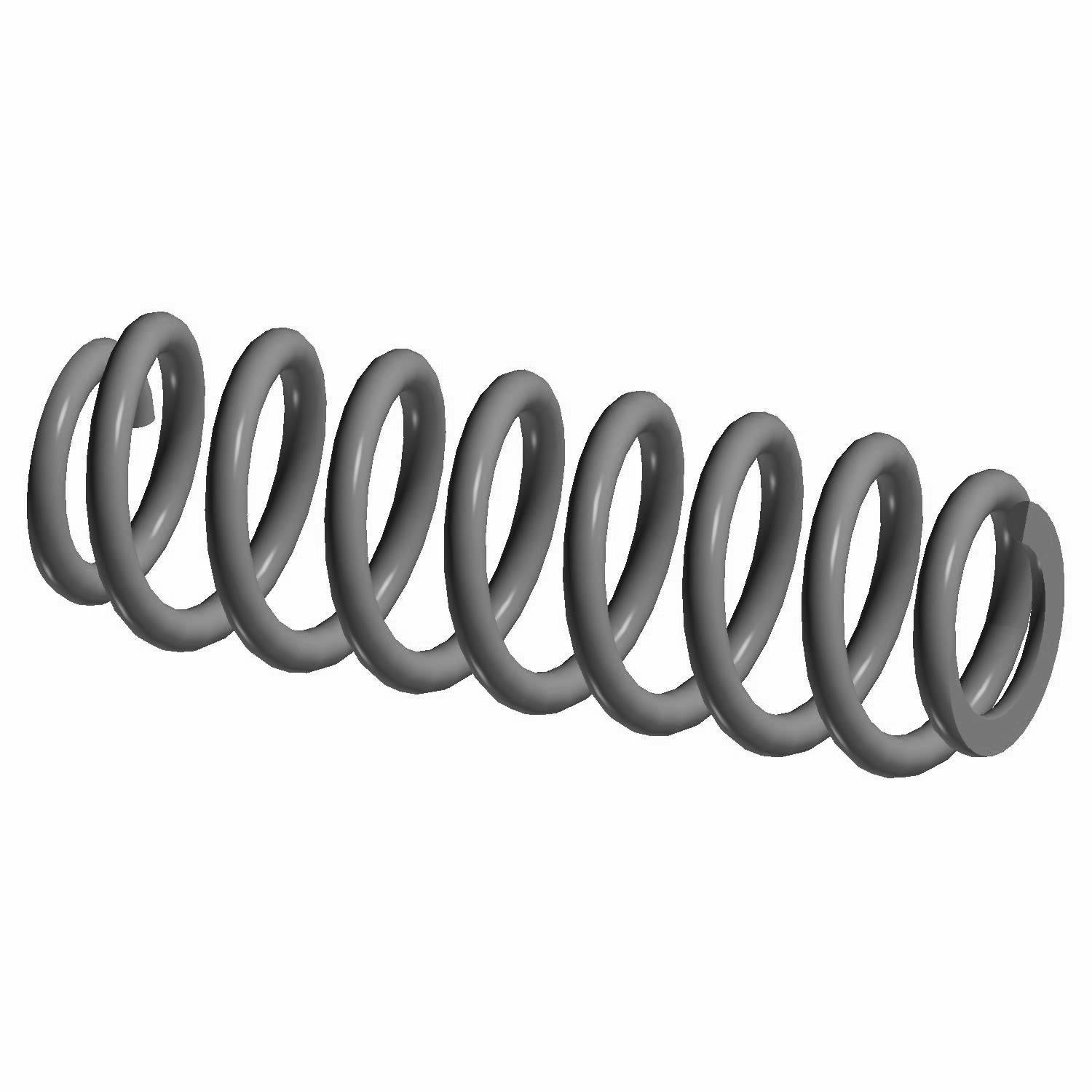 Black metal coil spring with uniform circular loops for suspension systems.