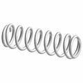 Silver coil shock spring with consistent thickness and tightly wound loops.