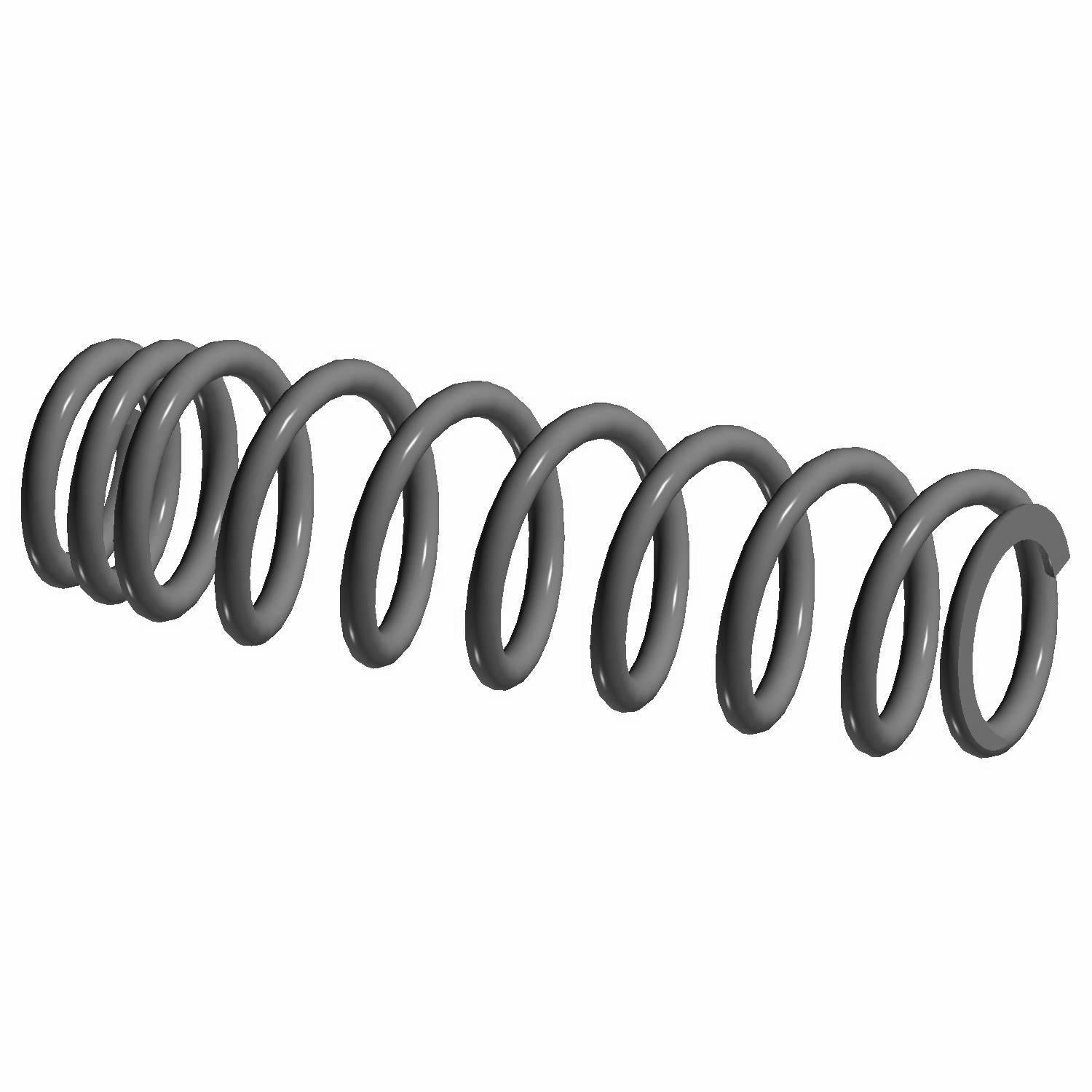 Black heavy-duty metal coil spring with tight, uniform spirals designed for front suspension.