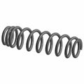 Black heavy-duty coil spring with tightly wound steel loops for off-road vehicle suspension.
