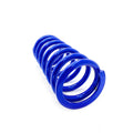 Blue metal coil shock spring with a 9.1 fluid length and 3.3-inch inner diameter.