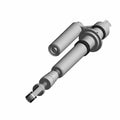 Silver metallic front left shock absorber with cylindrical reservoir and mounting points for offroad vehicle.