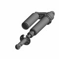Black rear shock absorber with cylindrical spring and mounting points for Polaris UTV.