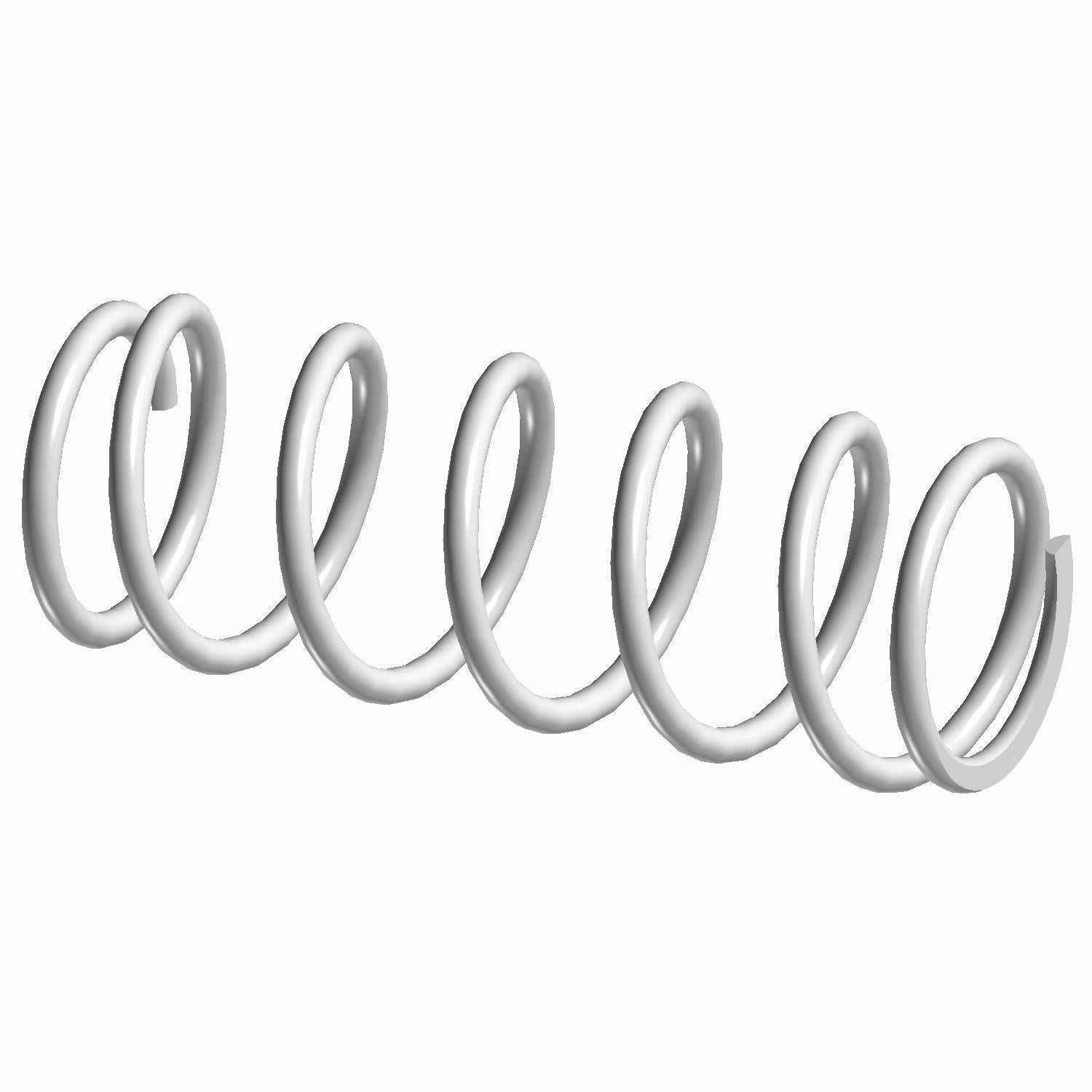 Silver coil shock spring with evenly spaced thick metal loops.
