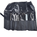 The Tool Kit by Can-Am includes two wrenches, pliers, a spark plug socket, and a metal ring, all neatly organized in a black roll pouch—ideal for maintaining your ride with genuine OEM Can-Am parts.