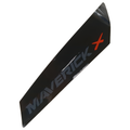 Granite gray angular decal with bold "Maverick X" text in black and red for Can-Am Maverick X3x right side.