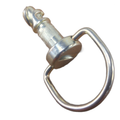Silver metal quarter turn screw with knurled shaft and D-shaped locking ring.