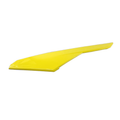 A bright yellow, elongated, and angular Yellow LH Door Trim Panel by Can-Am—OEM part with a tapered end—isolated on a white background.