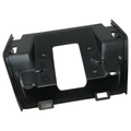 Black plastic interior gauge support bracket with rectangular and rounded cutouts and mounting tabs.
