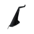 The Can-Am Front Radiator Deflector, Right Hand Side, is a black, angular plastic accessory with molded edges and mounting points for ATV installation, shown against a white background.