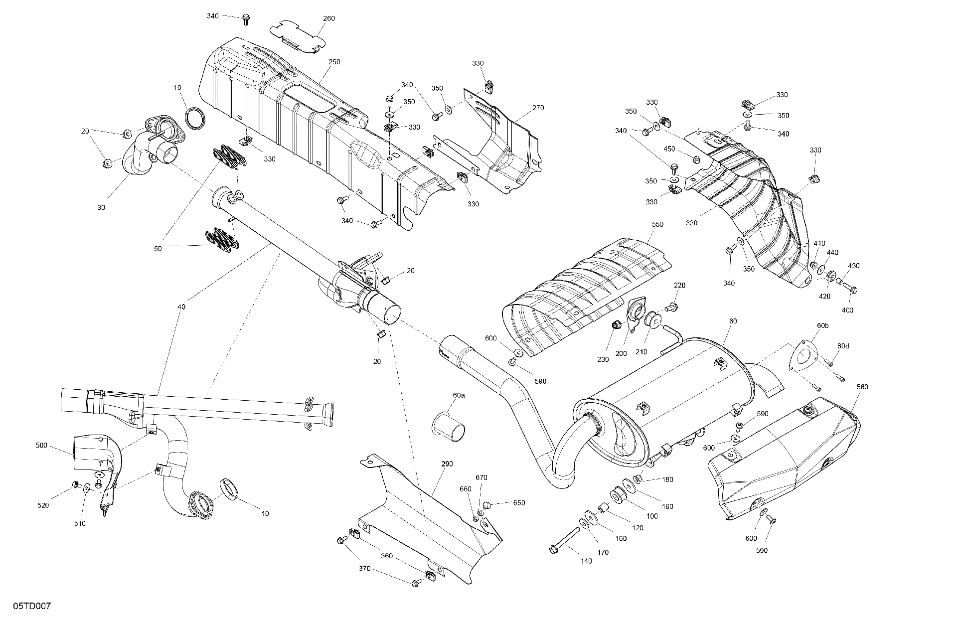 An Image of a Genuine Can-Am Parts Schematic Diagram showing the schematic - ENGINE - EXHAUST