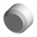 Solid white cylindrical plug with flat circular end and smooth surface.