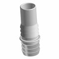Gray plastic 3/4 inch double barb fitting with ribbed design for secure hose connection.