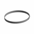 Large steel clamp band with a smooth silver finish and adjustable locking mechanism.