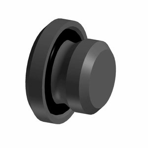 A 3D-rendered image of the Plug-Hex Sckt W/O-Ring M10X1 by Polaris, a black cylindrical part with a thick base, resembling an OEM component for Indian Motorcycle or Polaris, displayed on a plain white background.