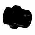 Black cylindrical adapter plug with integrated O-ring and flat flange base.